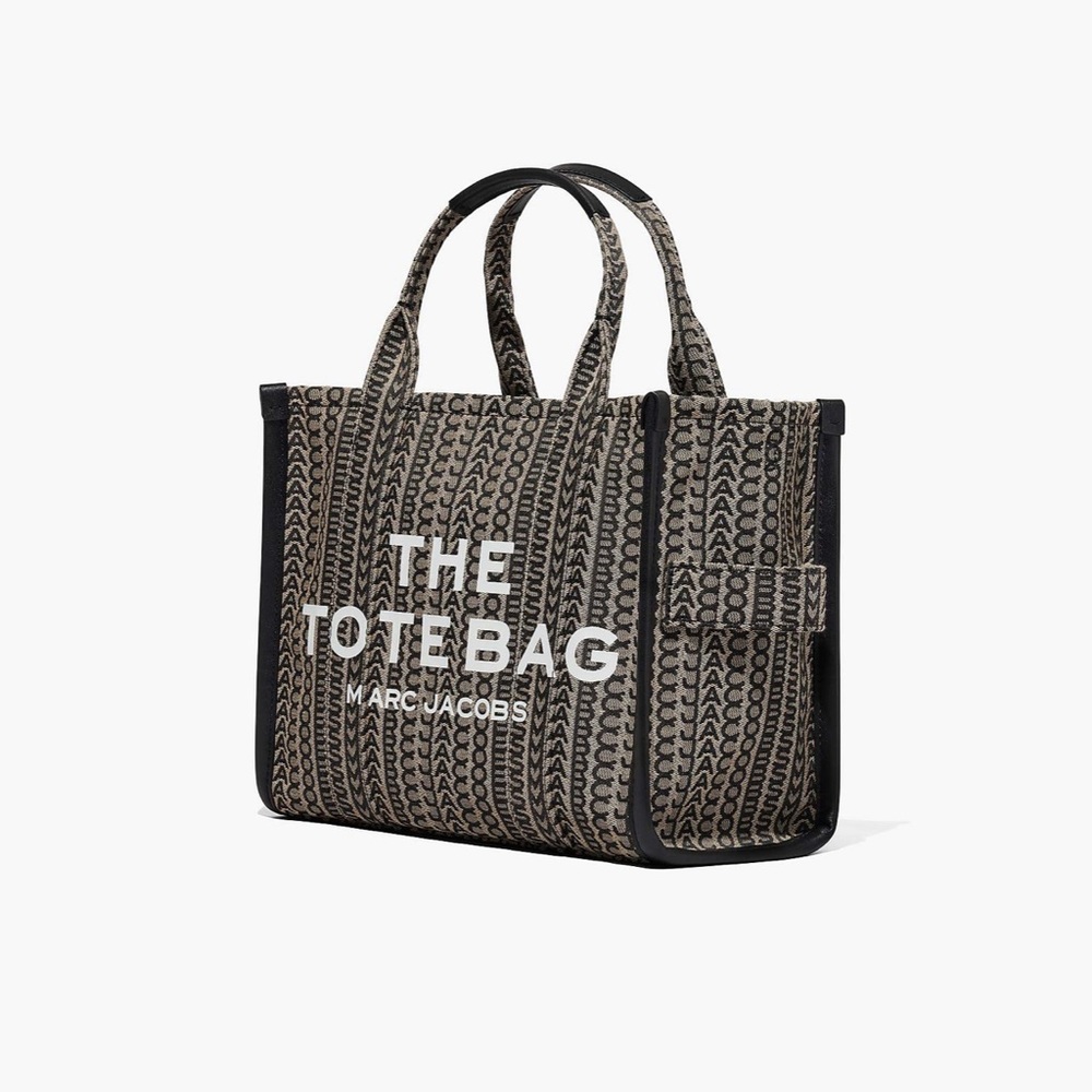 Marc Jacobs The ToteBag Jacquard Logo Tote in Black and Beige